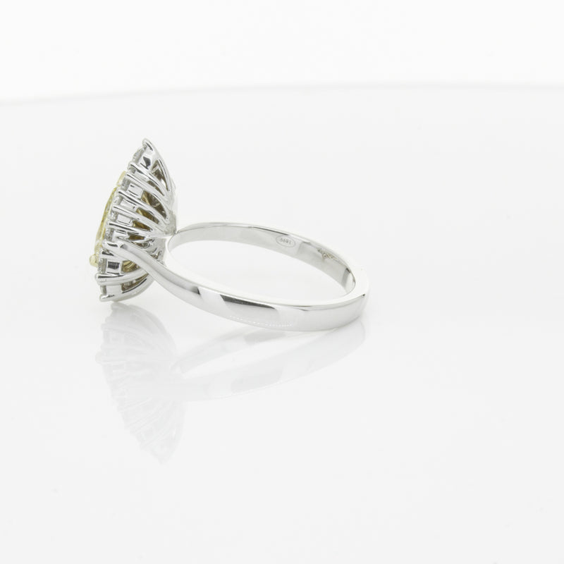 18ct White Gold Pear Cut Yellow Diamond Belle Ring-Ring-Walker & Hall