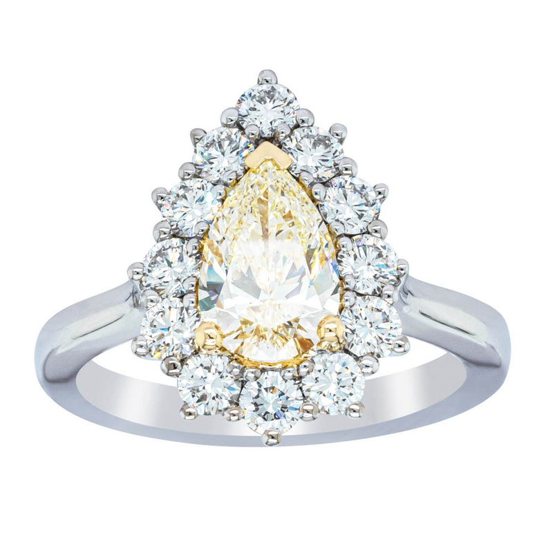 18ct White Gold Pear Cut Yellow Diamond Belle Ring-Ring-Walker & Hall