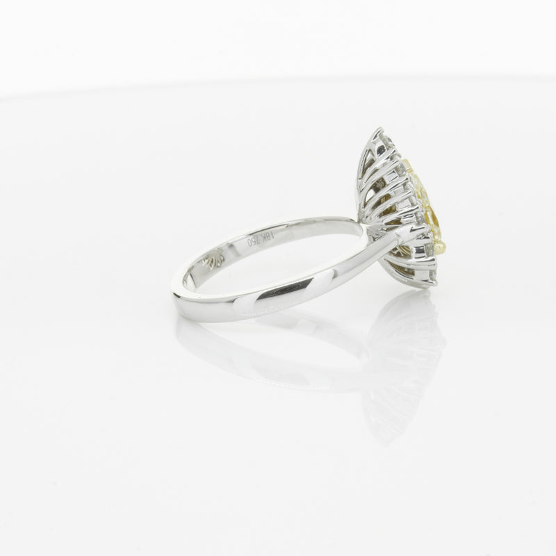 18ct White Gold Pear Cut Yellow Diamond Belle Ring-Ring-Walker & Hall