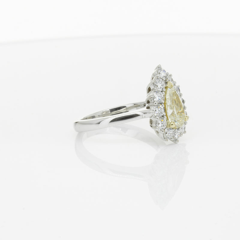 18ct White Gold Pear Cut Yellow Diamond Belle Ring-Ring-Walker & Hall