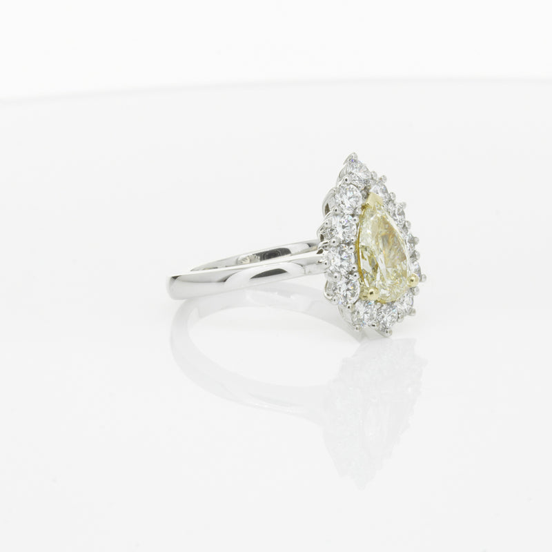 18ct White Gold Pear Cut Yellow Diamond Belle Ring-Ring-Walker & Hall