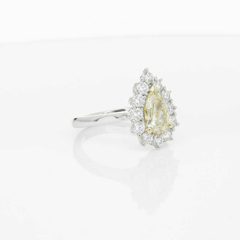 18ct White Gold Pear Cut Yellow Diamond Belle Ring-Ring-Walker & Hall