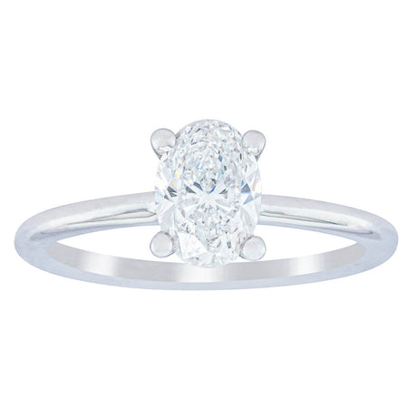 18ct White Gold 1.01ct Oval Cut Diamond Melba Ring-Ring-Walker & Hall