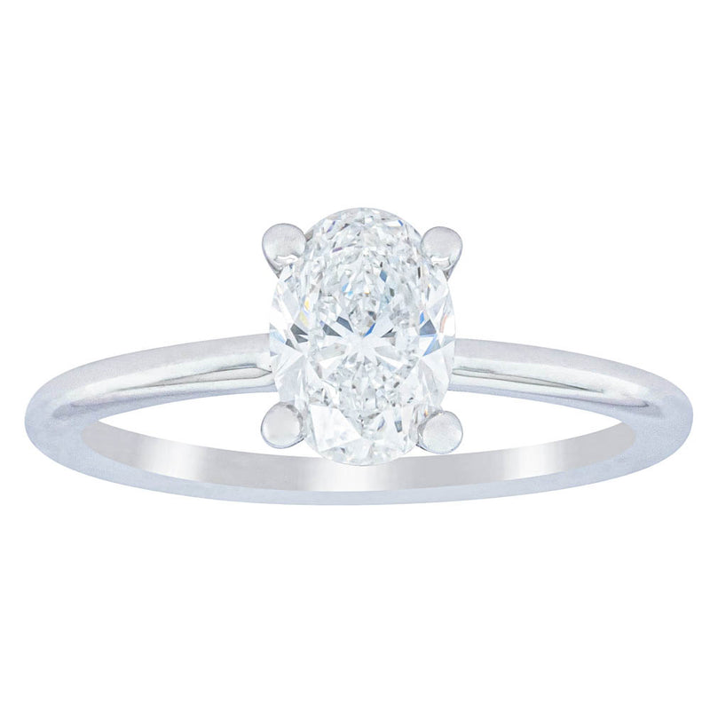 18ct White Gold 1.01ct Oval Cut Diamond Melba Ring-Ring-Walker & Hall