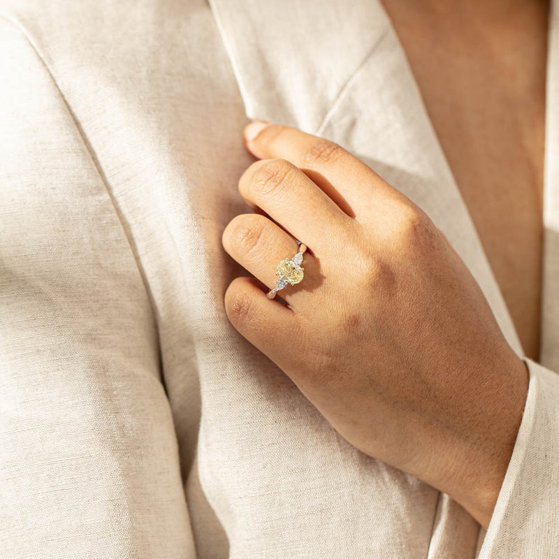 18ct White Gold Yellow Oval Cut Diamond Ayla Ring-Ring-Walker & Hall