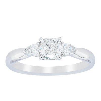 18ct White Gold .50ct Cushion Cut Diamond Ayla Ring-Ring-Walker & Hall