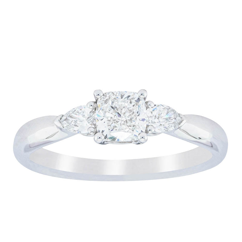 18ct White Gold .50ct Cushion Cut Diamond Ayla Ring-Ring-Walker & Hall