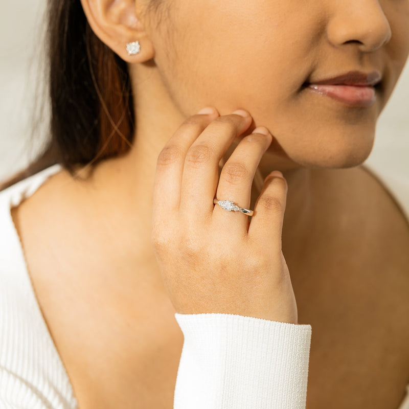 18ct White Gold .50ct Cushion Cut Diamond Ayla Ring-Ring-Walker & Hall