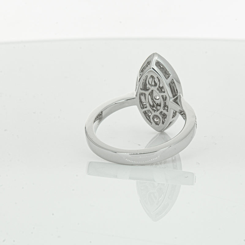 18ct White Gold Marquise Cut Diamond Ring-Ring-Walker & Hall