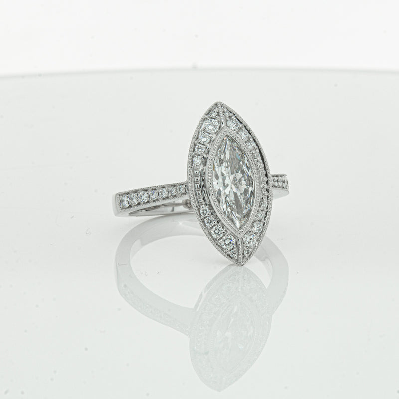 18ct White Gold Marquise Cut Diamond Ring-Ring-Walker & Hall