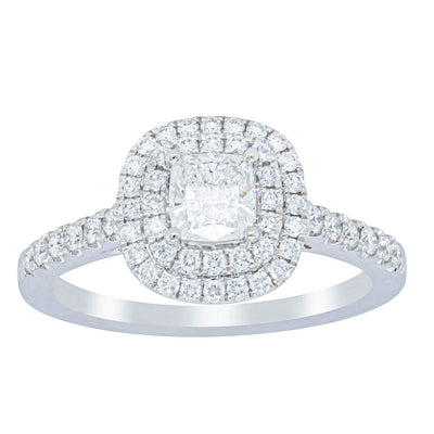 18ct White Gold .51ct Cushion Cut Diamond Rosa Ring-Ring-Walker & Hall
