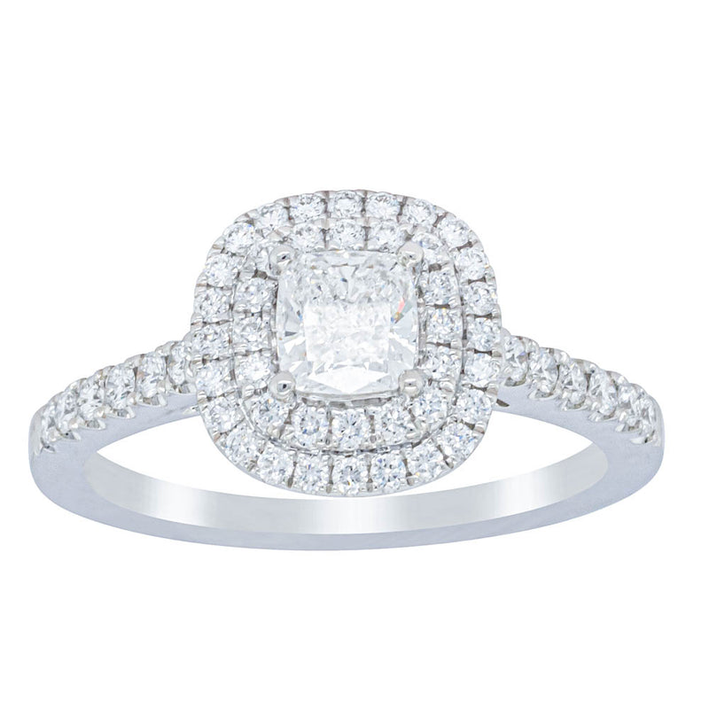 18ct White Gold .51ct Cushion Cut Diamond Rosa Ring-Ring-Walker & Hall