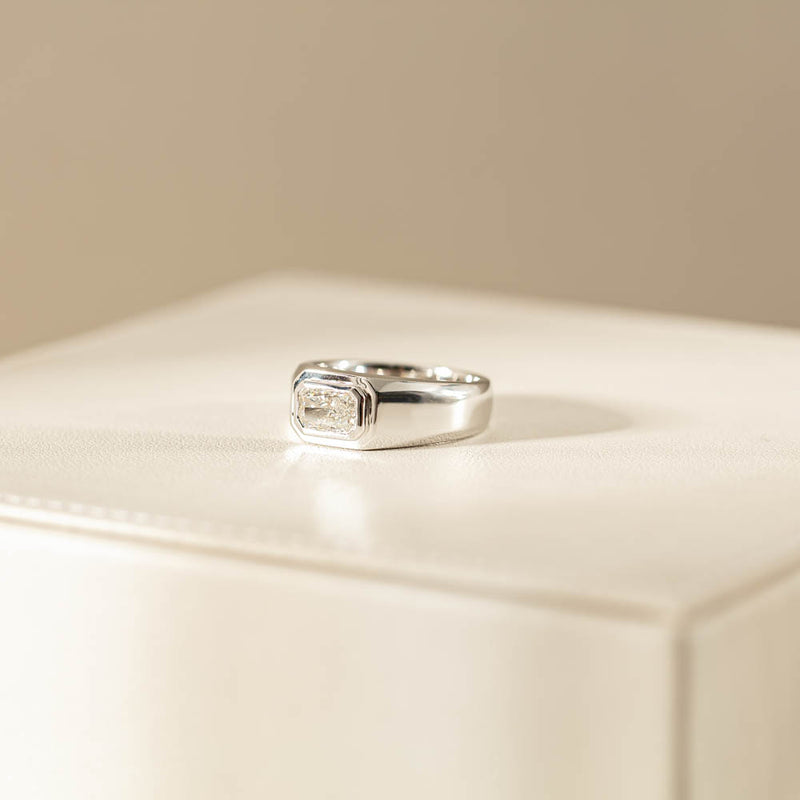 14ct White Gold Radiant Cut Diamond Ring-Ring-Walker & Hall