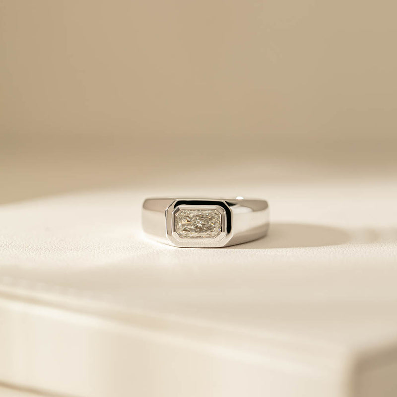 14ct White Gold Radiant Cut Diamond Ring-Ring-Walker & Hall