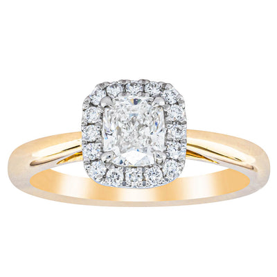 18ct Yellow Gold Cushion Cut Diamond Nina Ring-Ring-Walker & Hall