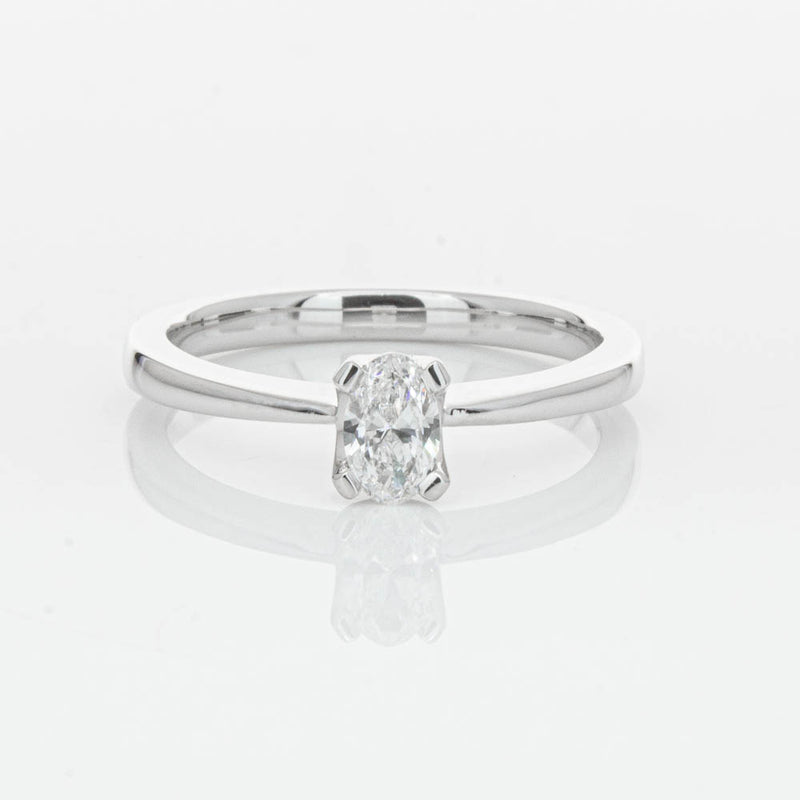 18ct White Gold .30ct Oval Cut Diamond Royale Ring-Ring-Walker & Hall