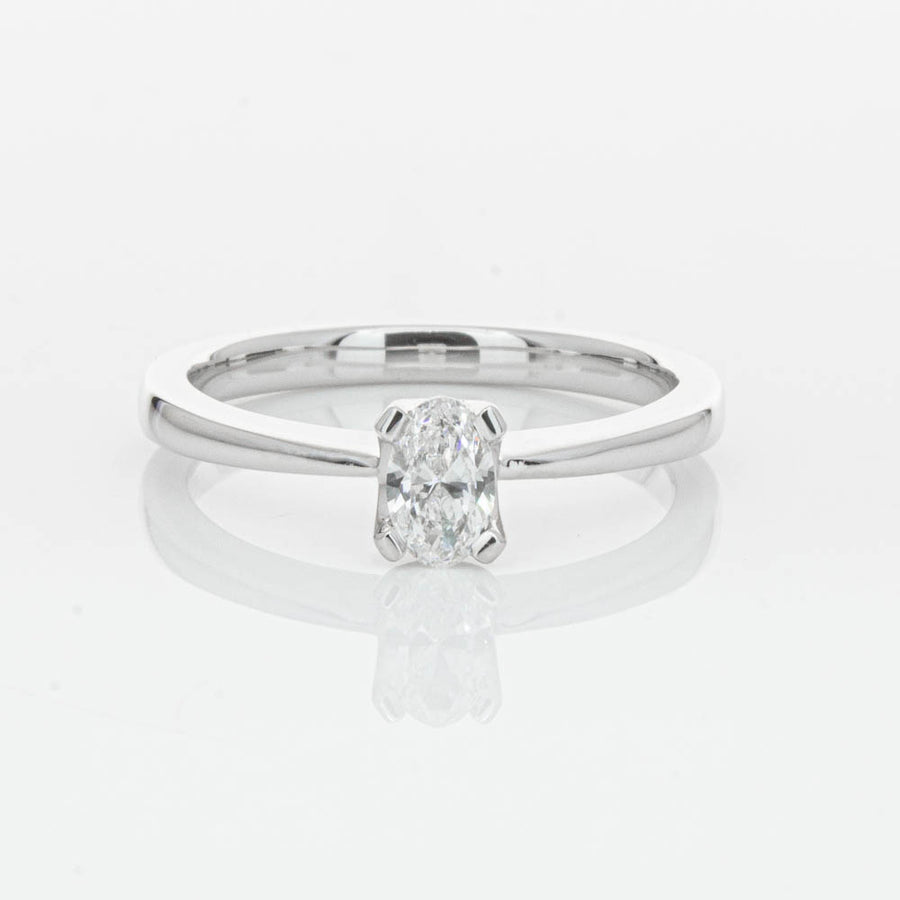 18ct White Gold .30ct Oval Cut Diamond Royale Ring-Ring-Walker & Hall