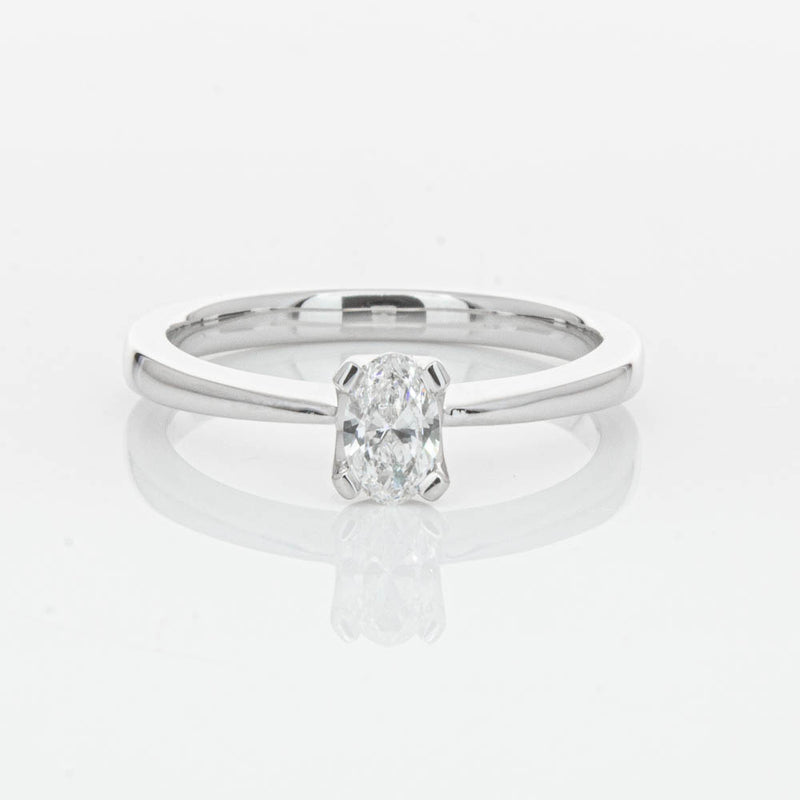 18ct White Gold .30ct Oval Cut Diamond Royale Ring-Ring-Walker & Hall