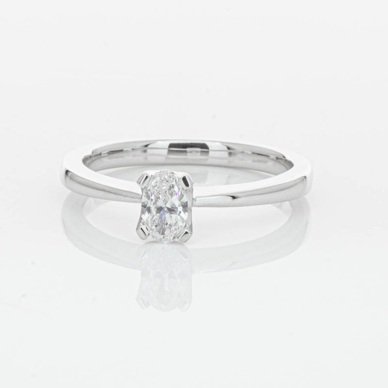 18ct White Gold .30ct Oval Cut Diamond Royale Ring-Ring-Walker & Hall