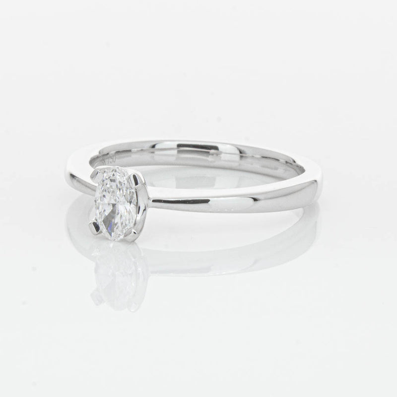 18ct White Gold .30ct Oval Cut Diamond Royale Ring-Ring-Walker & Hall