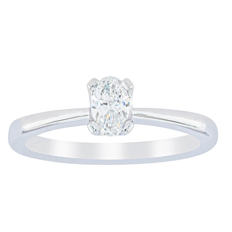 18ct White Gold .30ct Oval Cut Diamond Royale Ring-Ring-Walker & Hall