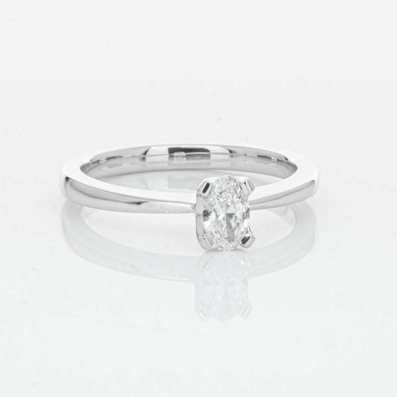 18ct White Gold .30ct Oval Cut Diamond Royale Ring-Ring-Walker & Hall