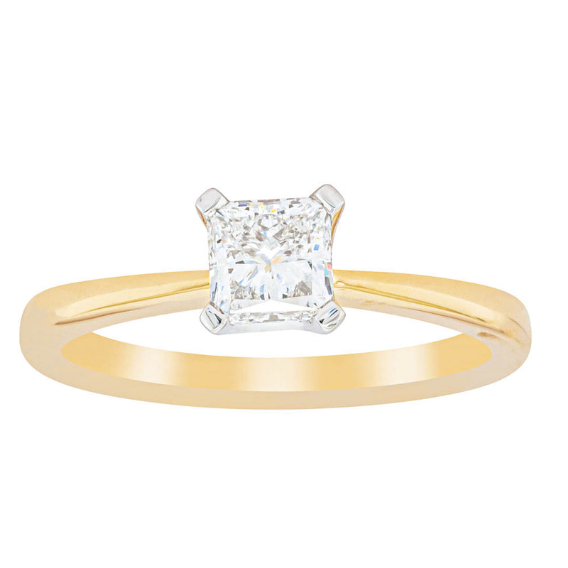 18ct Yellow Gold .70ct Princess Cut Diamond Royale Ring-Ring-Walker & Hall