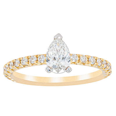 18ct Yellow Gold .50ct Pear Cut Diamond Comet Ring-Ring-Walker & Hall