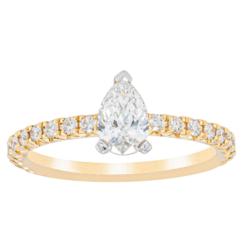 18ct Yellow Gold .50ct Pear Cut Diamond Comet Ring-Ring-Walker & Hall