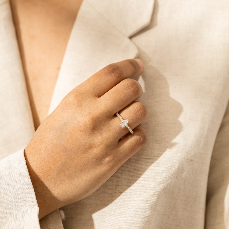 18ct Yellow Gold .50ct Pear Cut Diamond Comet Ring-Ring-Walker & Hall