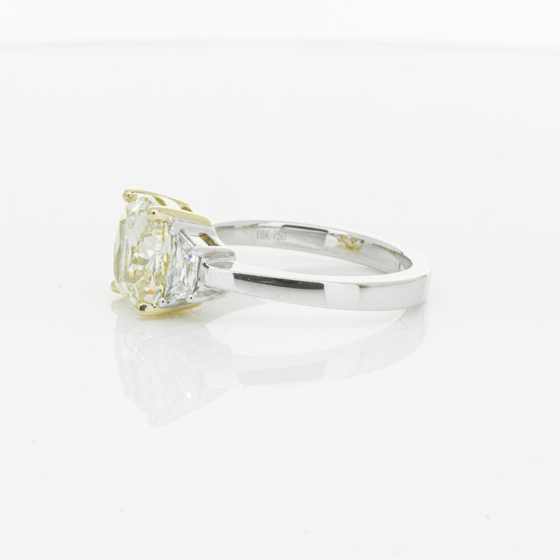 18ct White Gold Yellow Cushion Cut Diamond Three Stone Ring-Ring-Walker & Hall