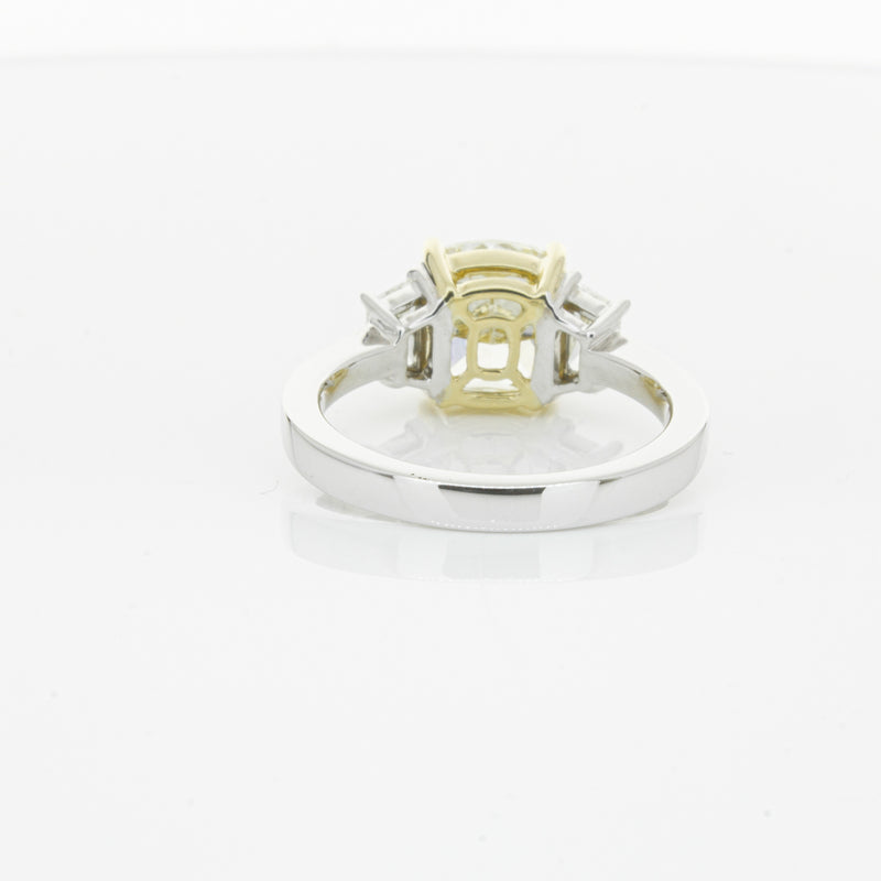 18ct White Gold Yellow Cushion Cut Diamond Three Stone Ring-Ring-Walker & Hall