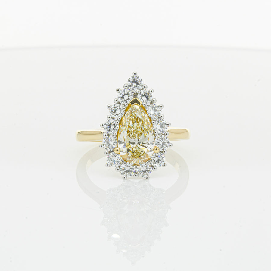 18ct Yellow Gold Pear Cut Yellow Diamond Belle Ring-Ring-Walker & Hall