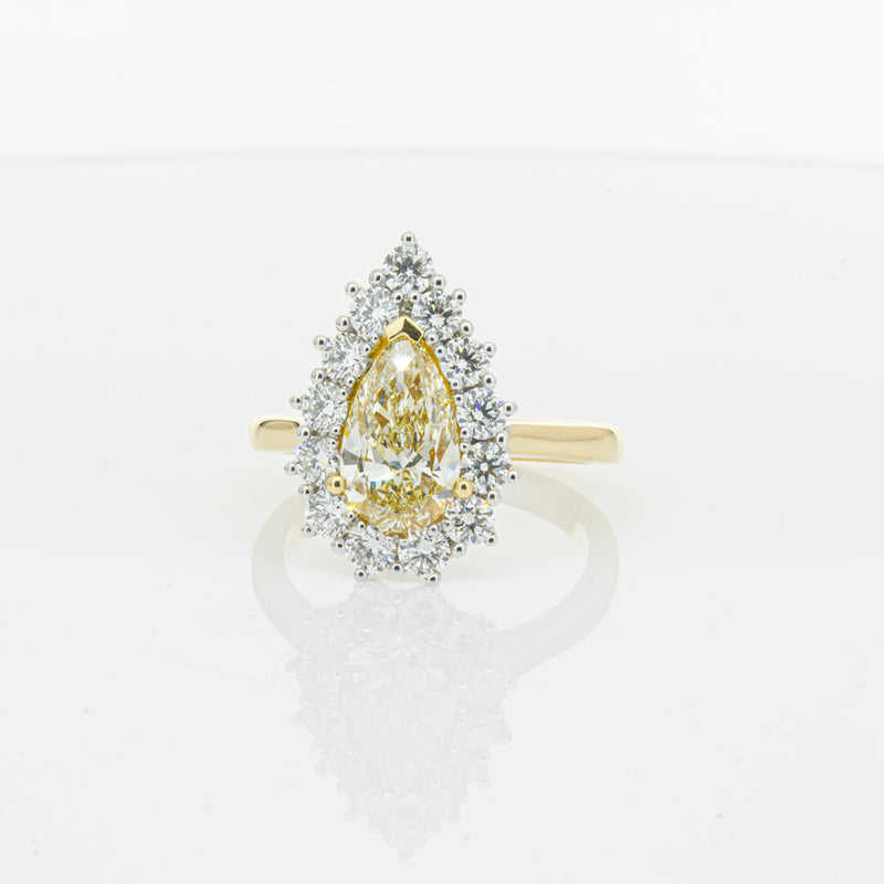 18ct Yellow Gold Pear Cut Yellow Diamond Belle Ring-Ring-Walker & Hall
