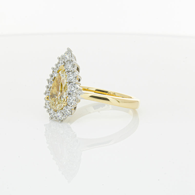 18ct Yellow Gold Pear Cut Yellow Diamond Belle Ring-Ring-Walker & Hall