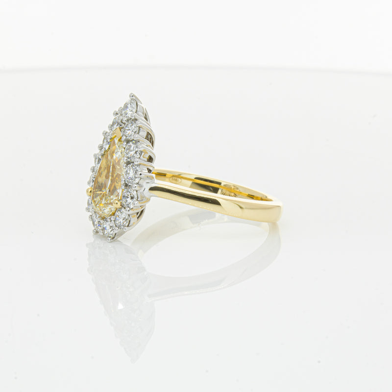 18ct Yellow Gold Pear Cut Yellow Diamond Belle Ring-Ring-Walker & Hall