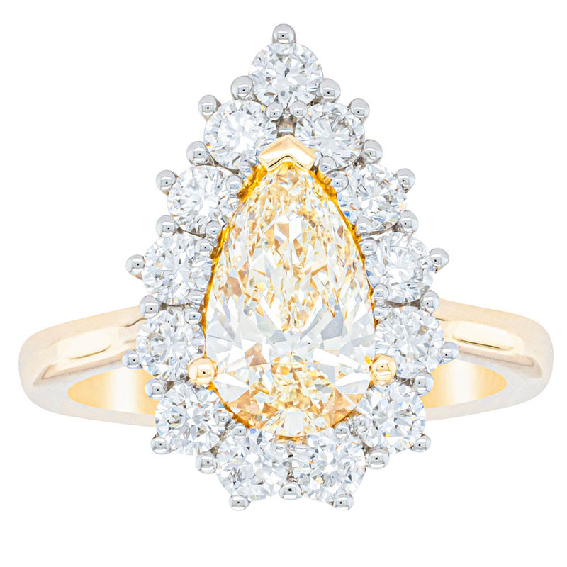 18ct Yellow Gold Pear Cut Yellow Diamond Belle Ring-Ring-Walker & Hall