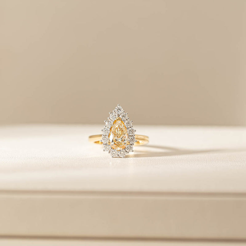 18ct Yellow Gold Pear Cut Yellow Diamond Belle Ring-Ring-Walker & Hall