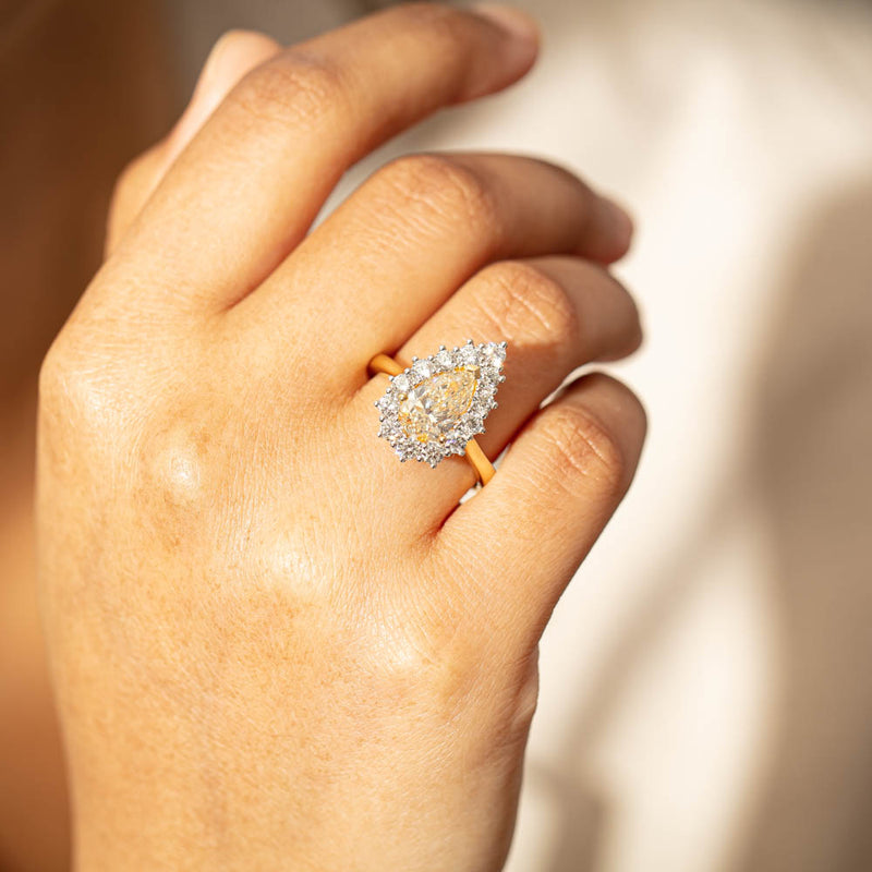18ct Yellow Gold Pear Cut Yellow Diamond Belle Ring-Ring-Walker & Hall