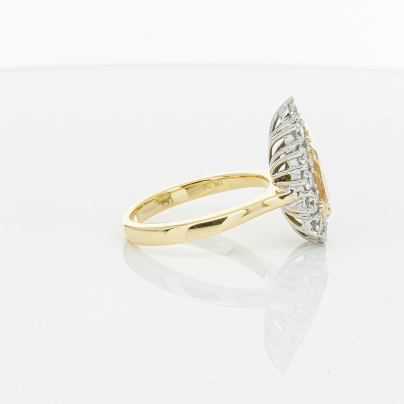 18ct Yellow Gold Pear Cut Yellow Diamond Belle Ring-Ring-Walker & Hall
