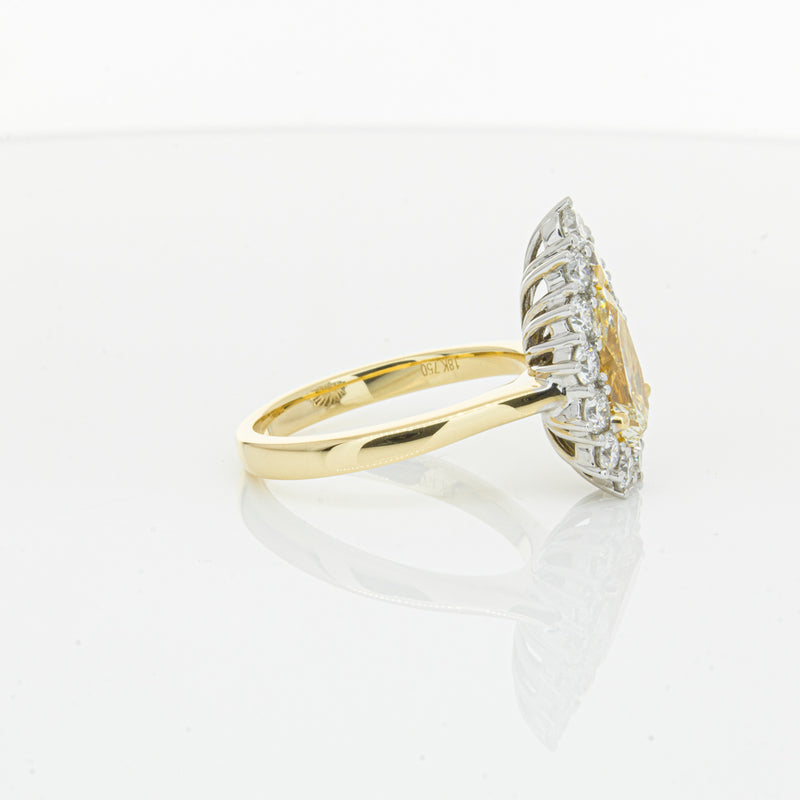 18ct Yellow Gold Pear Cut Yellow Diamond Belle Ring-Ring-Walker & Hall