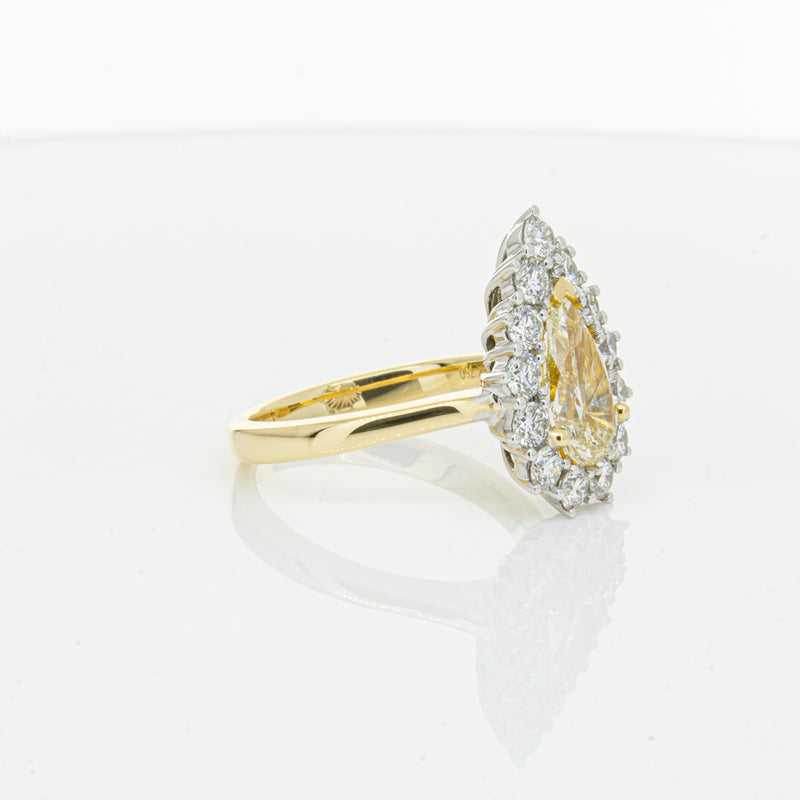 18ct Yellow Gold Pear Cut Yellow Diamond Belle Ring-Ring-Walker & Hall