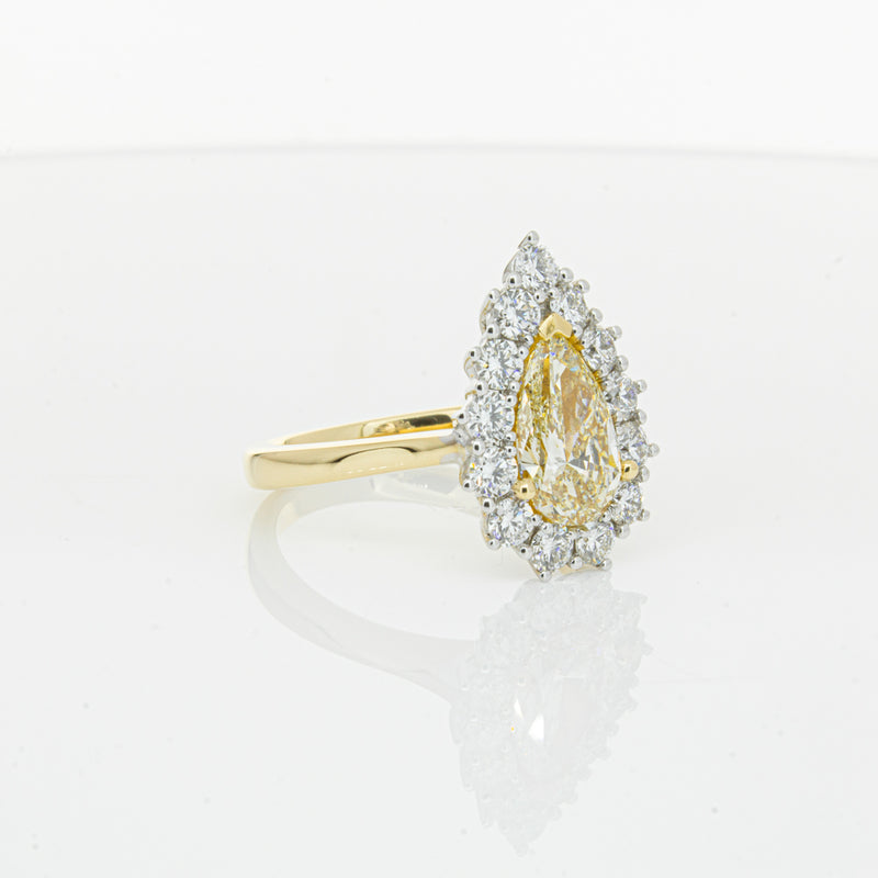 18ct Yellow Gold Pear Cut Yellow Diamond Belle Ring-Ring-Walker & Hall