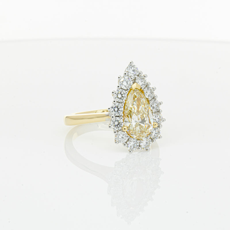 18ct Yellow Gold Pear Cut Yellow Diamond Belle Ring-Ring-Walker & Hall