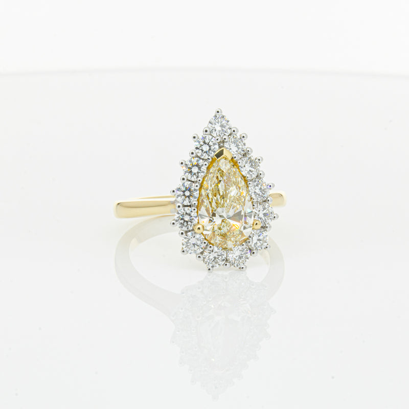 18ct Yellow Gold Pear Cut Yellow Diamond Belle Ring-Ring-Walker & Hall