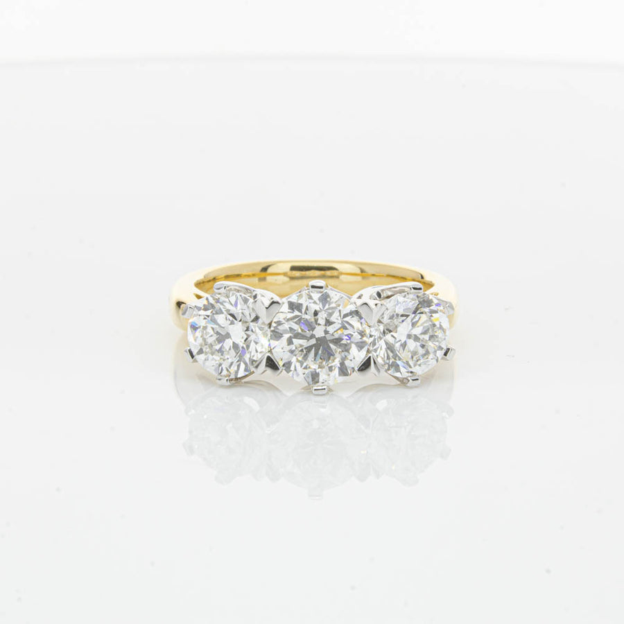 18ct Yellow Gold 3.00ct Diamond Trilogy Ring-Ring-Walker & Hall