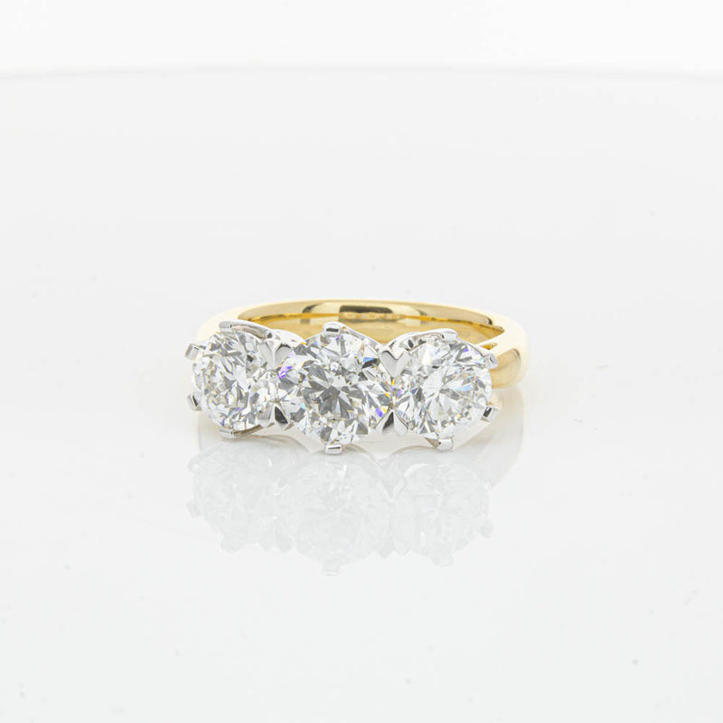 18ct Yellow Gold 3.00ct Diamond Trilogy Ring-Ring-Walker & Hall