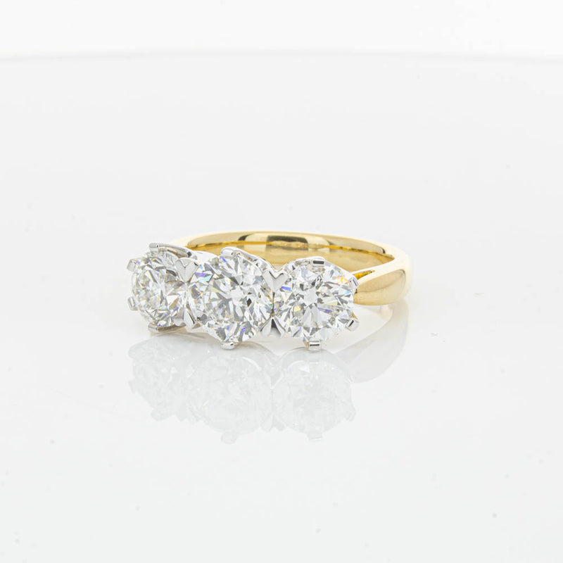 18ct Yellow Gold 3.00ct Diamond Trilogy Ring-Ring-Walker & Hall
