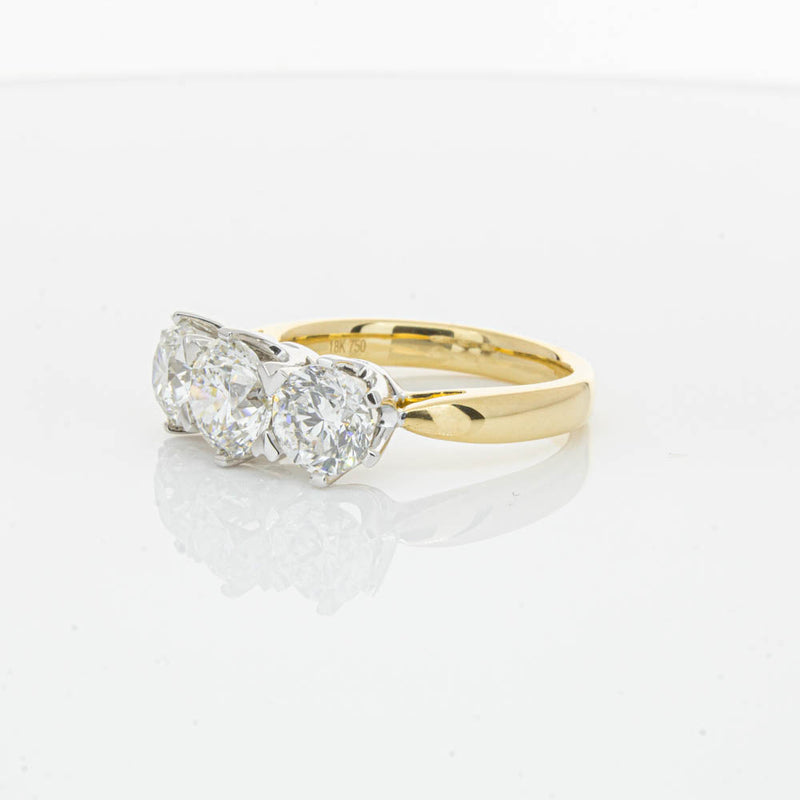 18ct Yellow Gold 3.00ct Diamond Trilogy Ring-Ring-Walker & Hall