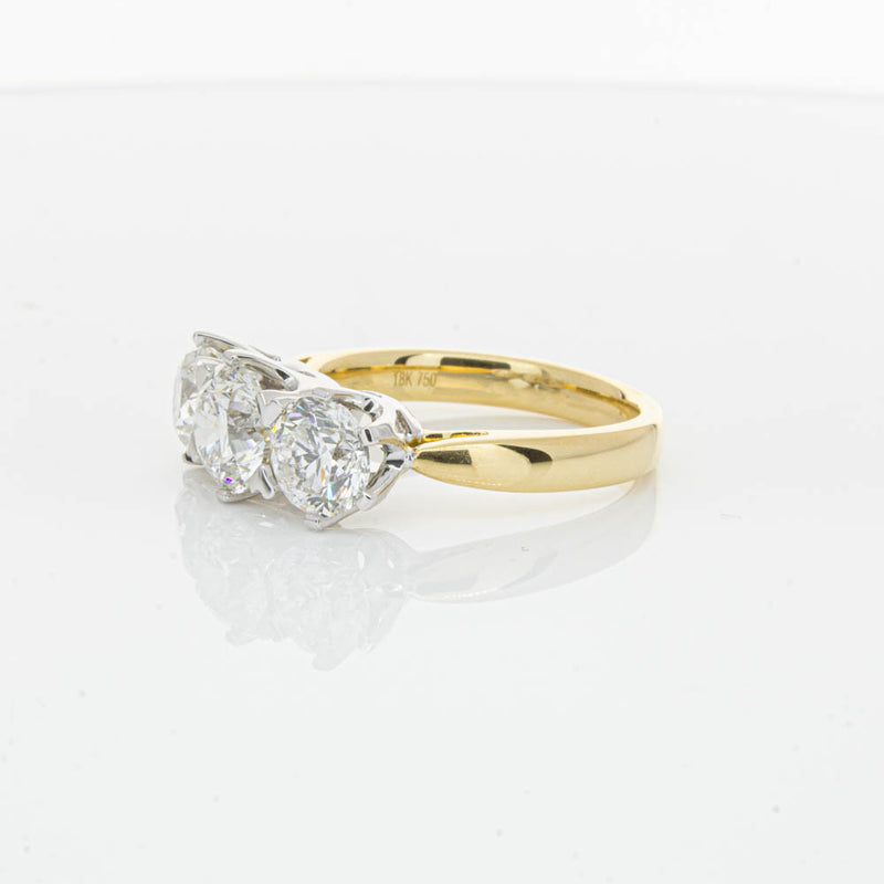 18ct Yellow Gold 3.00ct Diamond Trilogy Ring-Ring-Walker & Hall